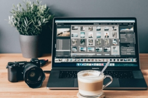 Photo of laptop displaying professionl photos